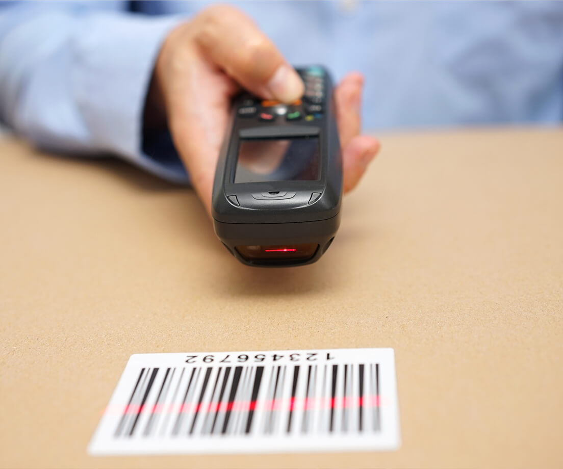Close up of barcode being scanned